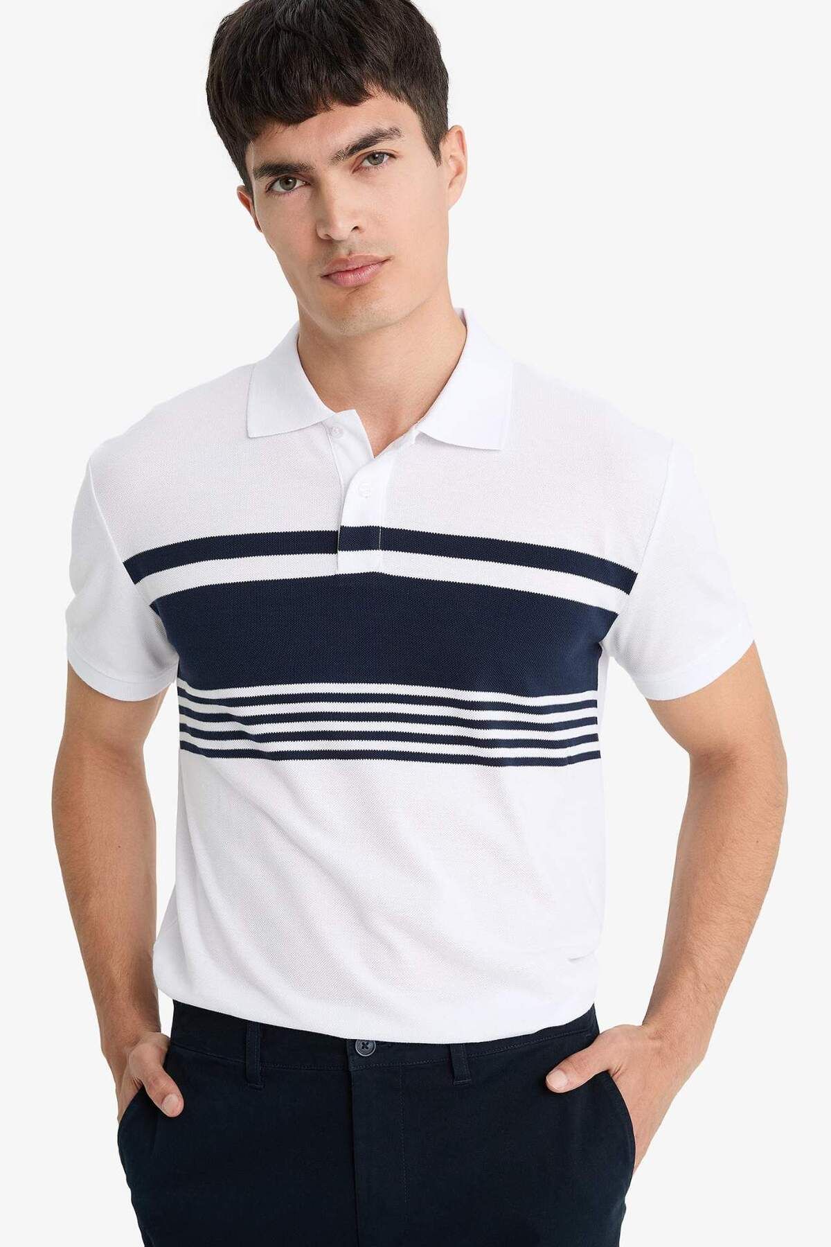 DeFacto Regular Fit Polo Yaka Kısa Kollu Çizgili Polo Tişört D7600AX25SP