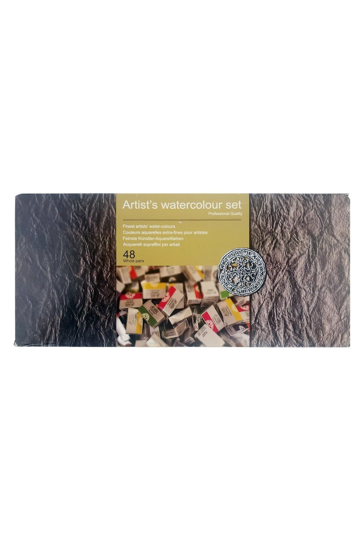 Afra Artists Water Colours Sulu Boya Tam Tablet Seti Ahşap Kutu 48li Özel Profesyonel Seri