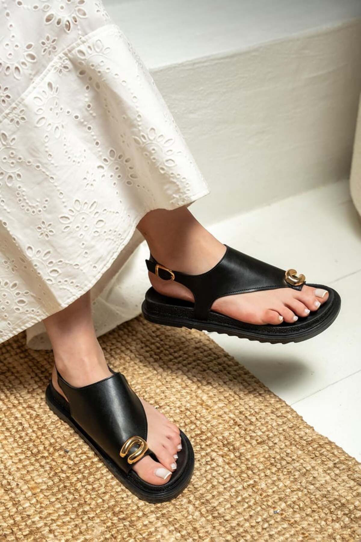 OCHRE UNİCORN Günlük Sandalet Gold Yüzük Parmak Arası