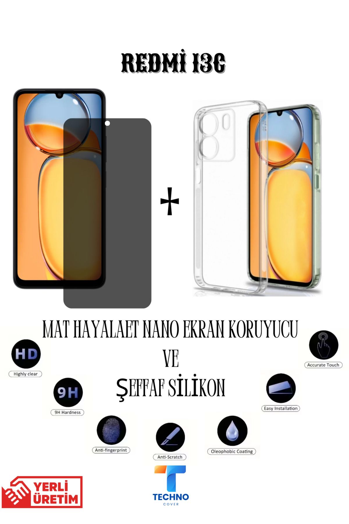 foxpower Redmi 13c Mat Hayalet Nano Ekran Koruyucu Ve Şeffaf Kılıf 2li Avantajlı Paket