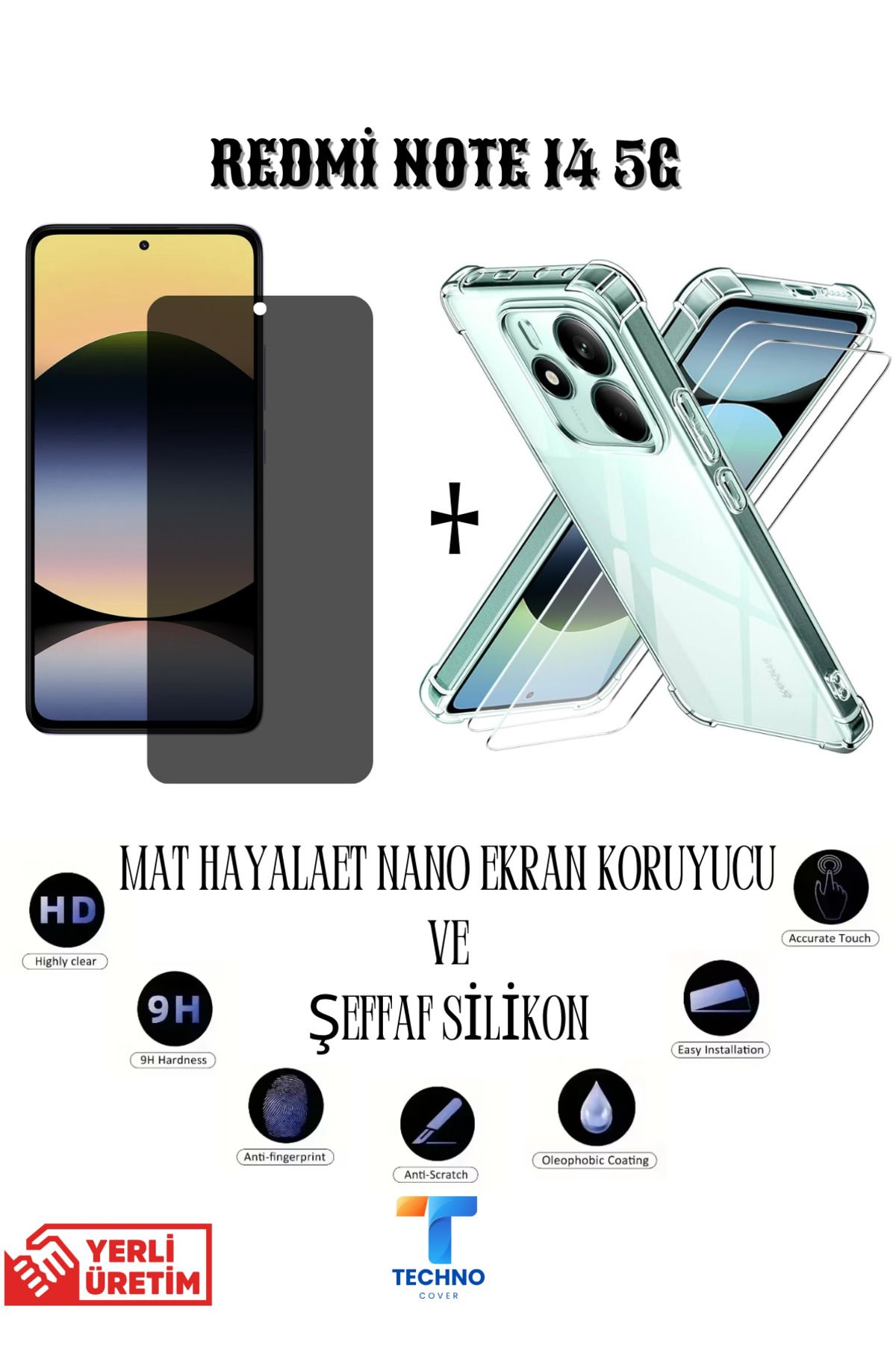 foxpower Redmi Note 14 5g Mat Hayalet Nano Ekran Koruyucu Ve Şeffaf Kılıf 2li Avantajlı Paket