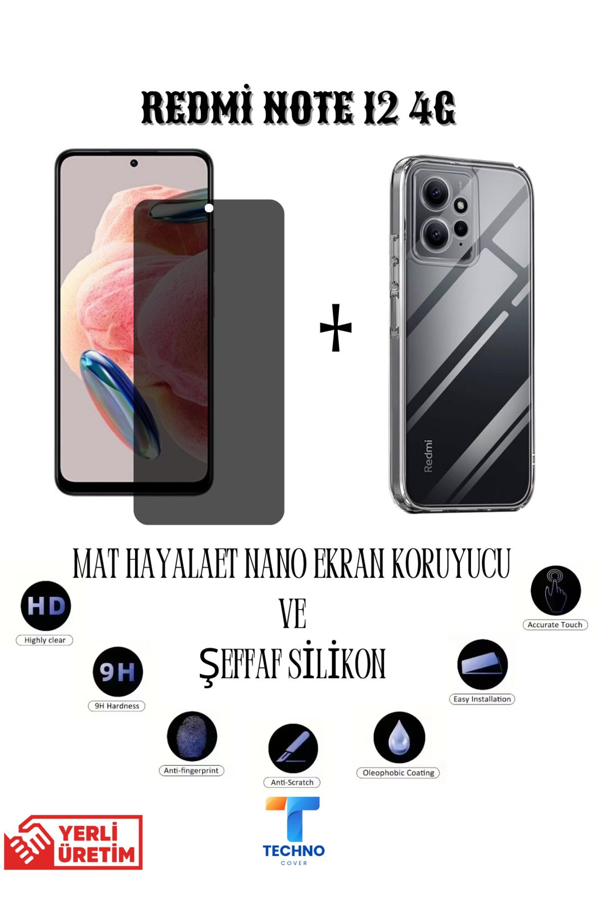 foxpower Redmi Note 12 4g Mat Hayalet Nano Ekran Koruyucu Ve Şeffaf Kılıf 2li Avantajlı Paket