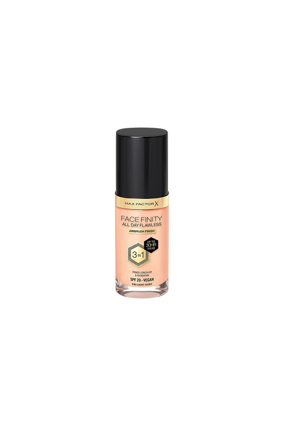 Max Factor-FaceFinity All Day Flawless 3 In 1 Foundation SPF 20 Light Ivory No. 40 - 30 ml 1