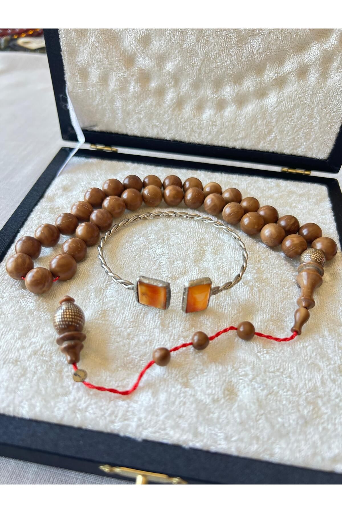 shop Özel Kutulu Kuka Tesbih ve Gümüş Bilezik Kombin Seti – El İşçiliği