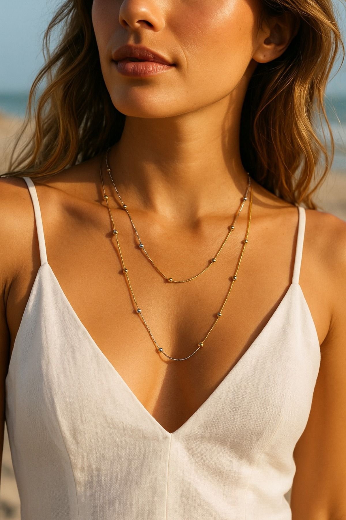 Parla CHIC Gold Gümüş Set Model Dorika Kolye