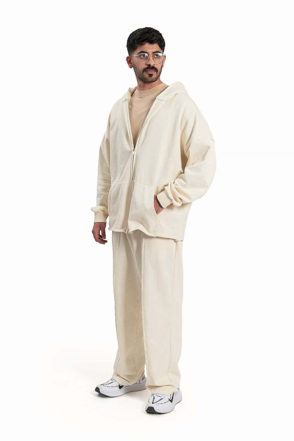 wecre8-Men Off-white Hoodie and Pants Set By WECRE8 3