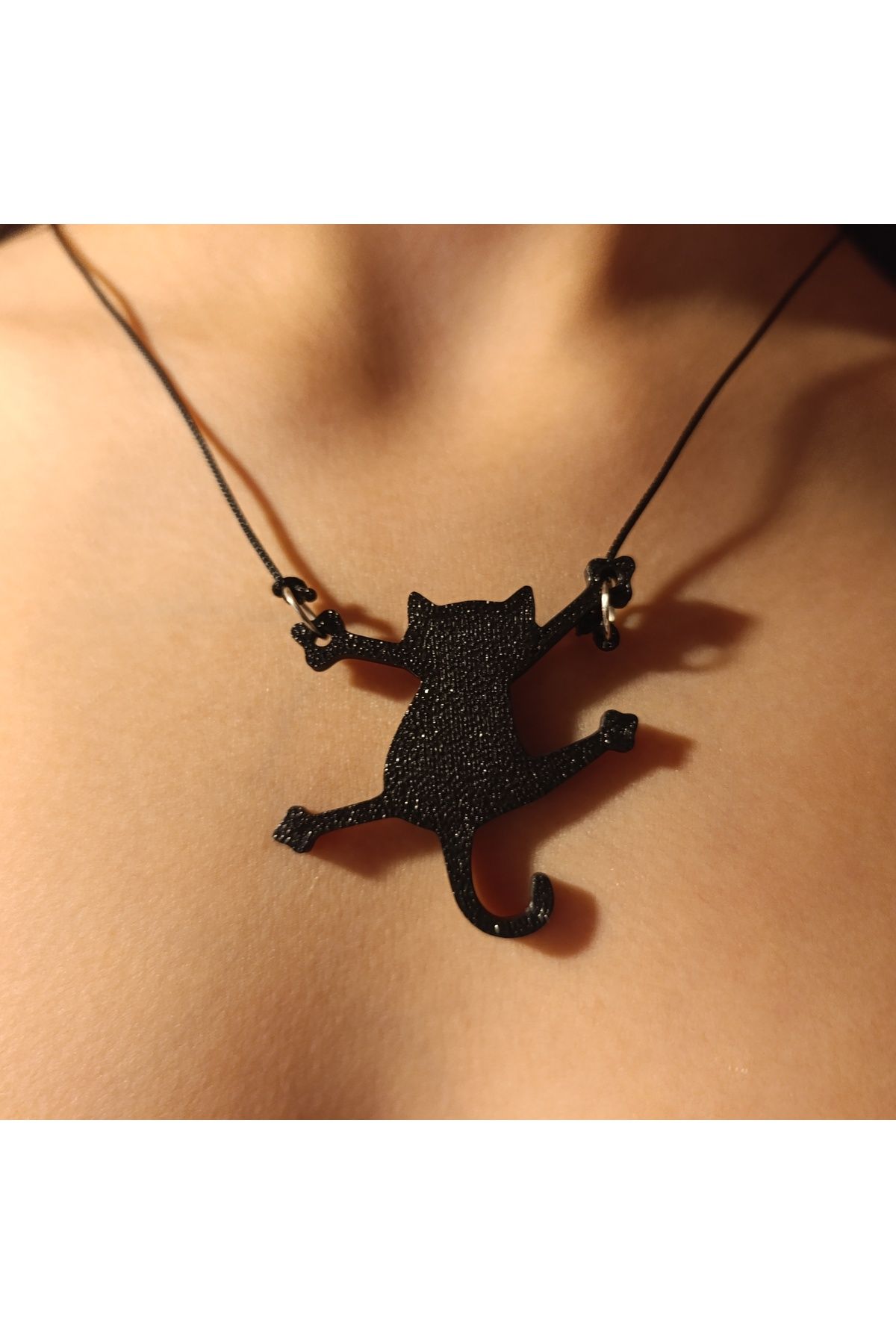 Mey3DDesign Kedi Kolye, Tırmanan Kara Kedi, Siyah