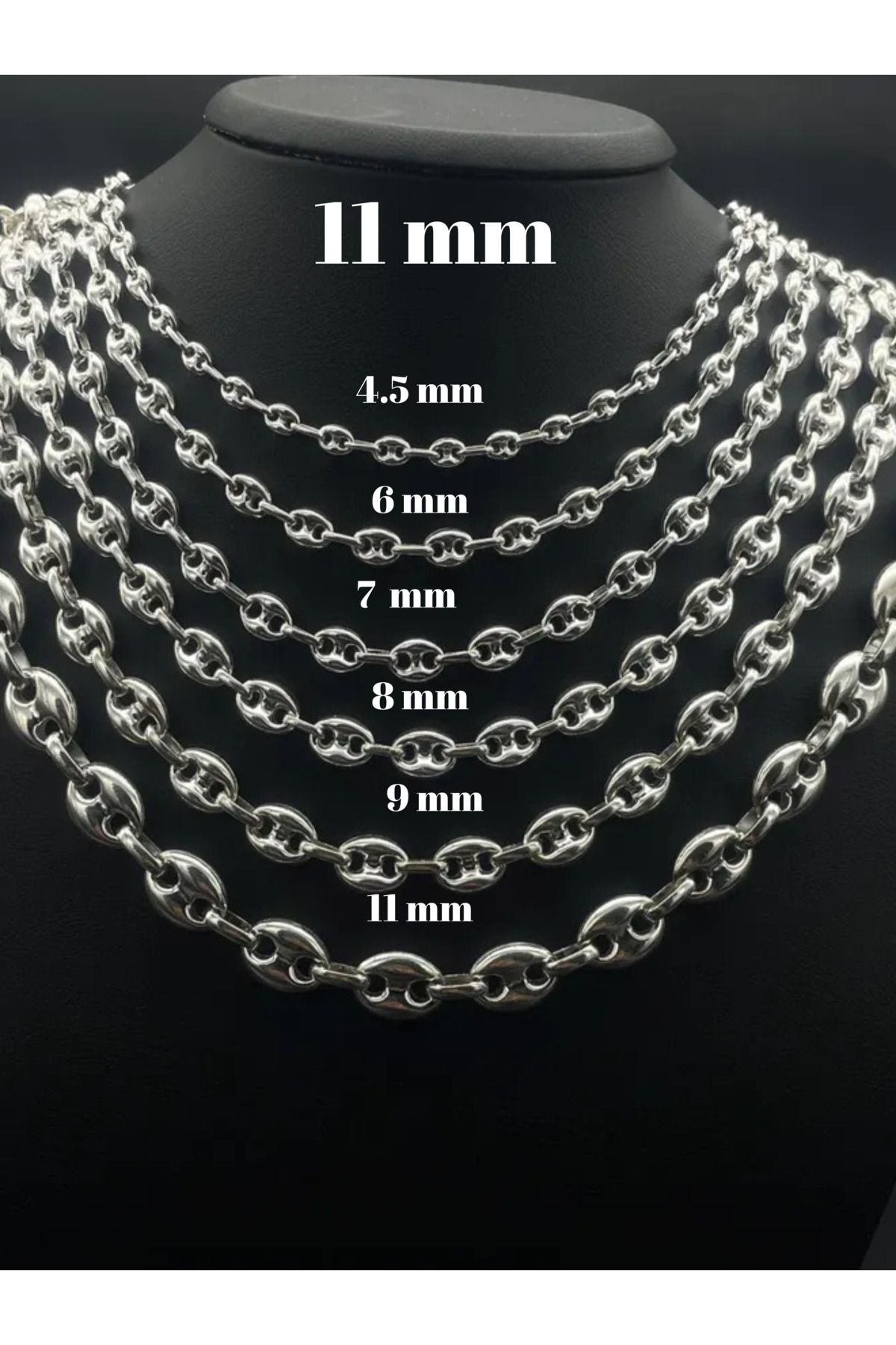 Parlak Gümüş Gümüş Denizci Zinciri - 6 mm Gümüş Zincir Kolye