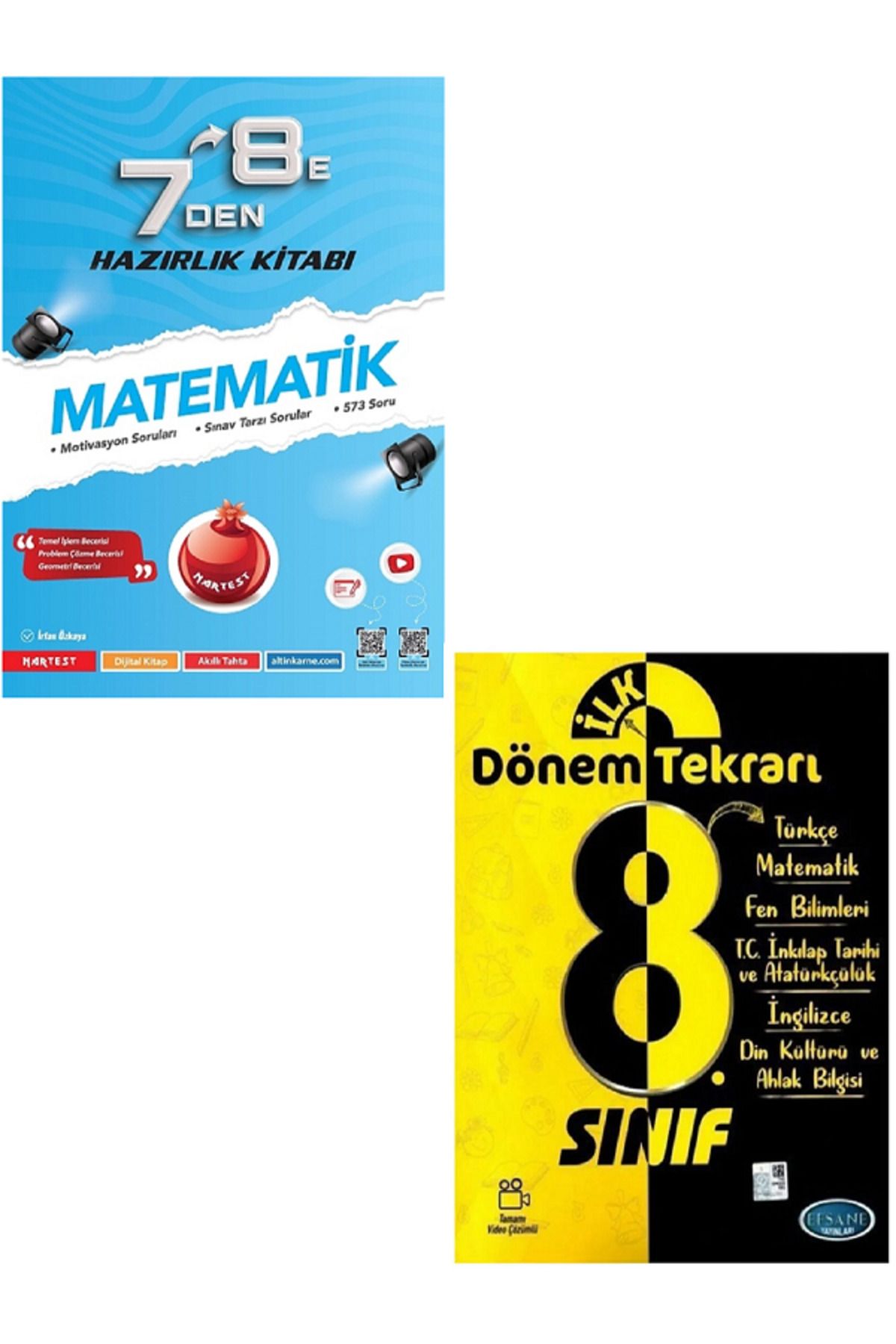 Efsane Yayınları Nartest 7'den 8'e MATEMATİK Hazılık Kitabı + 8.Sınıf İlk Dönem Tekrarı Tüm Dersler / 2 KİTAP