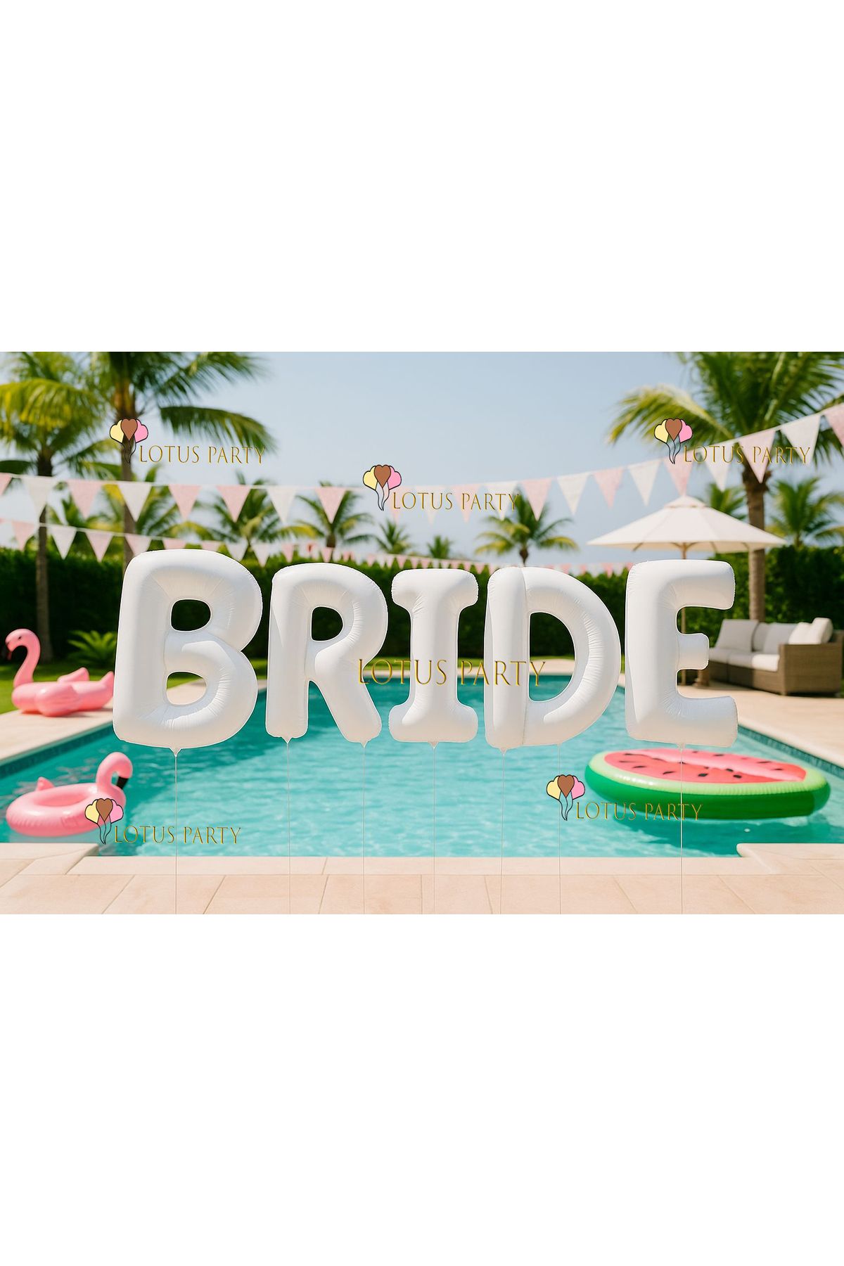 LOTUS PARTY BRİDE yazı folyo Balon - Bekarlığa veda Parti - Bride Parti Seti - BRİDE yazı Beyaz