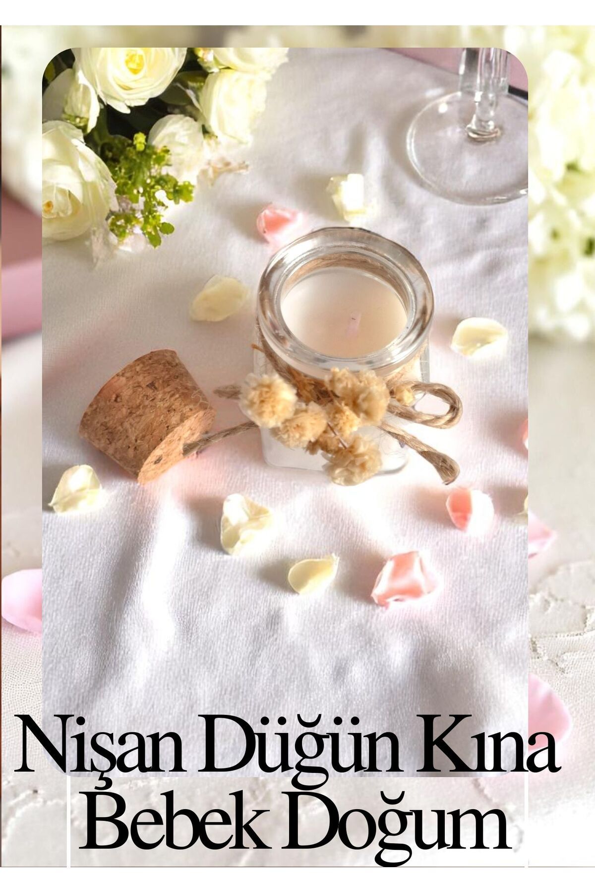 çiğdemcetasarım Söz, Nişan, Kına, Düğün, Mevlüt, Sünnet, Nikah Şekeri Hediyelik Hatıra CAM Şişe mum, 10 Adet