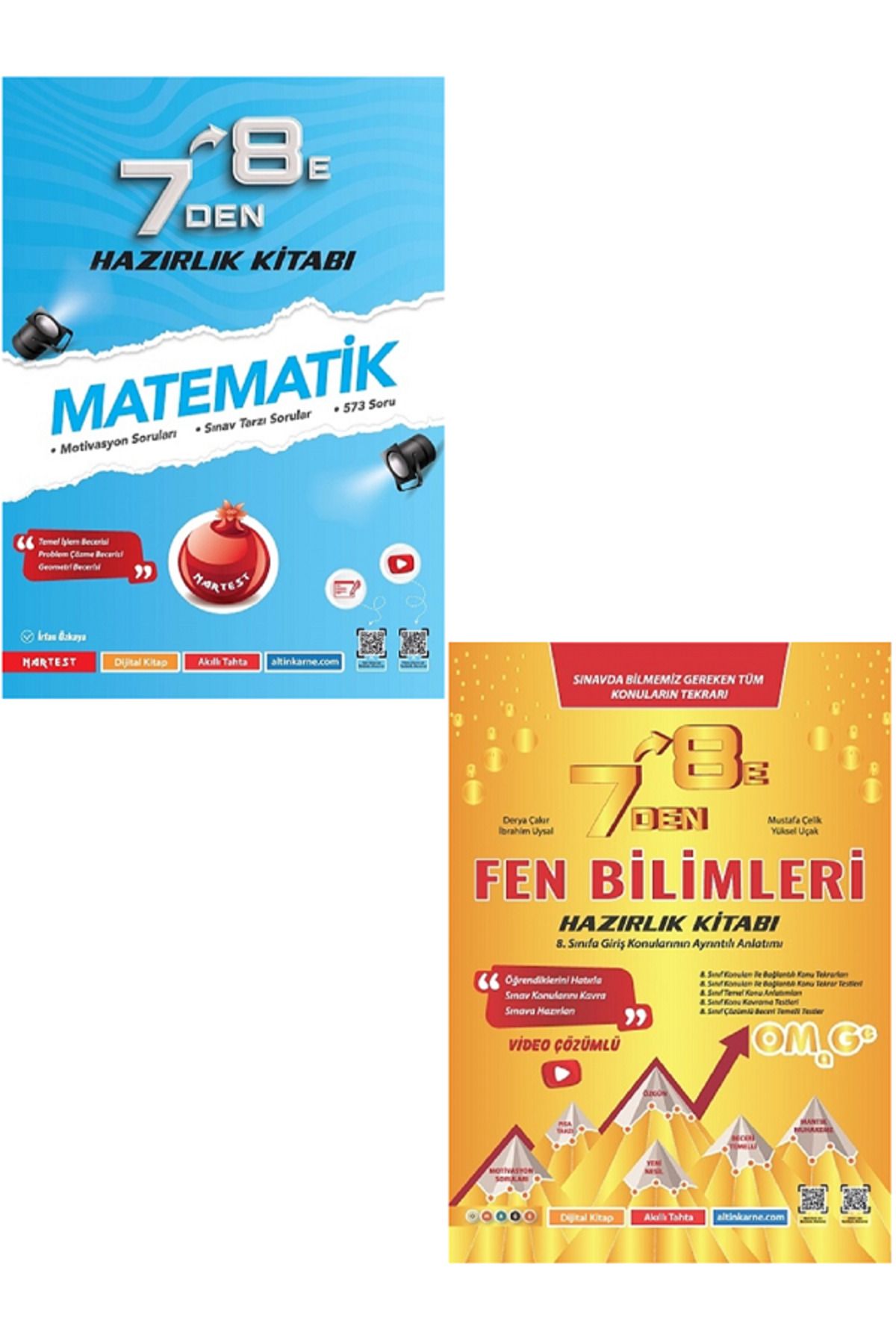 Efsane Yayınları Nartest 7'den 8'e MATEMATİK Hazırlık Kitabı + Nartest Omega 7'den 8'e FEN BİLİMLERİ Hazılık Kitabı