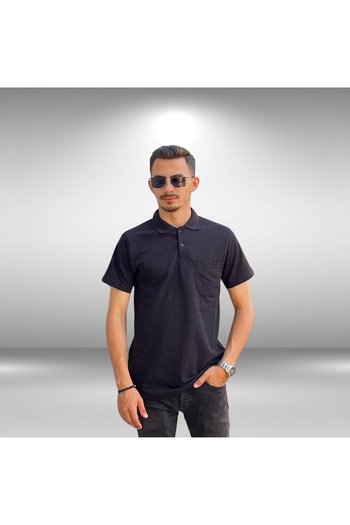 Akay ÜNİSEX POLO YAKA LAKOS SİYAH