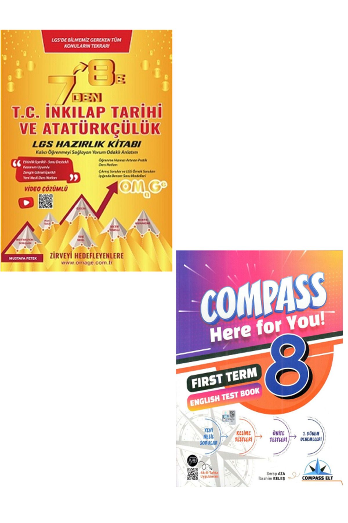 Efsane Yayınları Nartest Omega 7'den 8'e İNKILAP TARİHİ Hazılık Kitabı + Compass İngilizce Test Book / 2 KİTAP