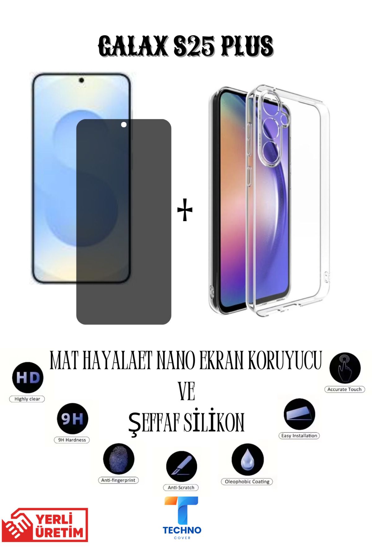 foxpower Samsung S25 Plus Mat Hayalet Nano Ekran Koruyucu ve Şeffaf Kılıf 2li Avantajlı Paket