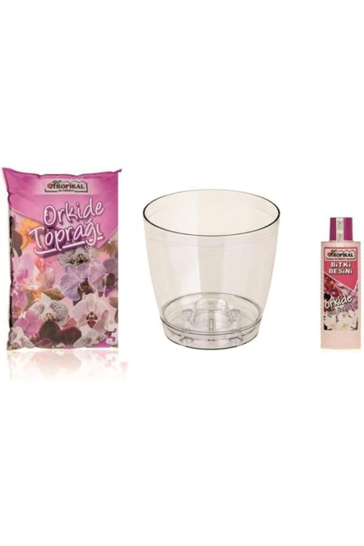 ShopZum Çelikpençe Orkide Toprağı Saksısı (2.3L) Besini 3&amp;apos;lü Set