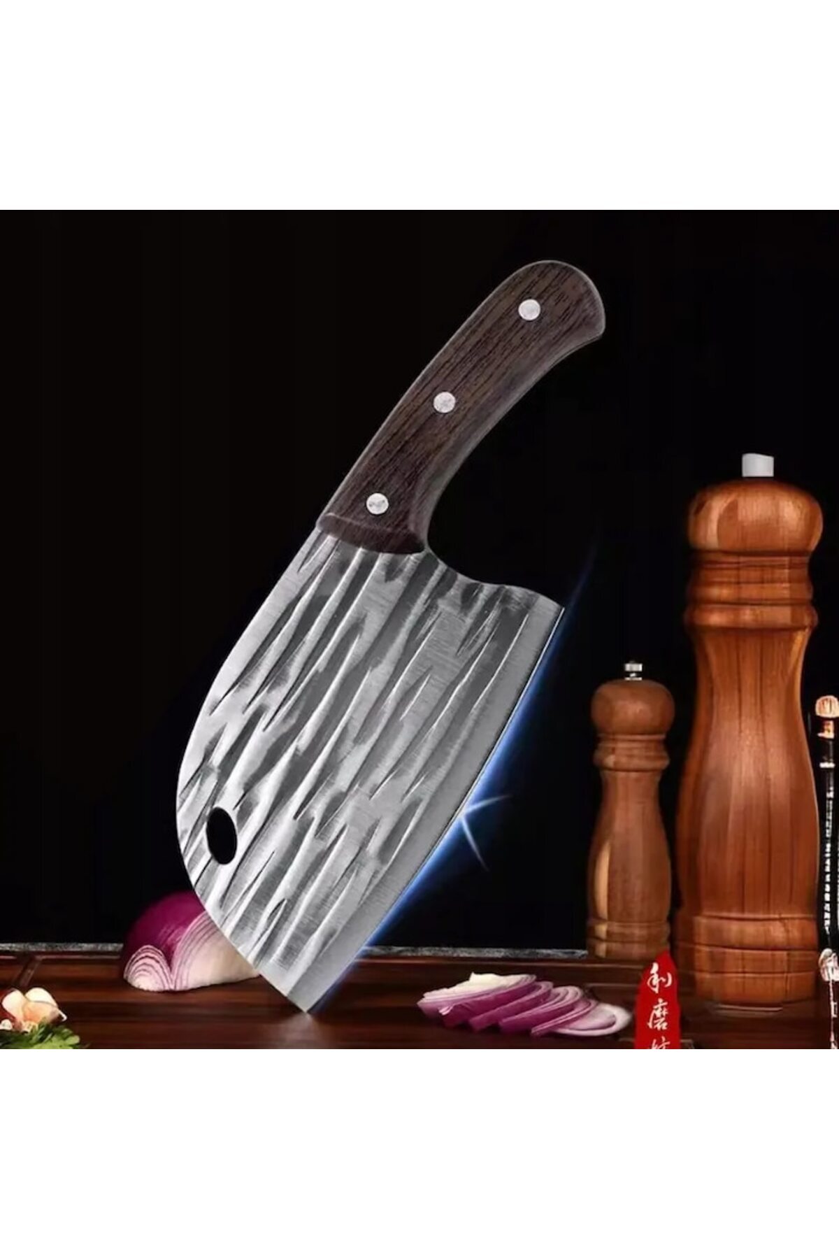 OEM-Kitchen Cleaver, Stainless Steel Blade and Non-Slip Wooden Handle, Ergonomic, 25 cm, Brown 3