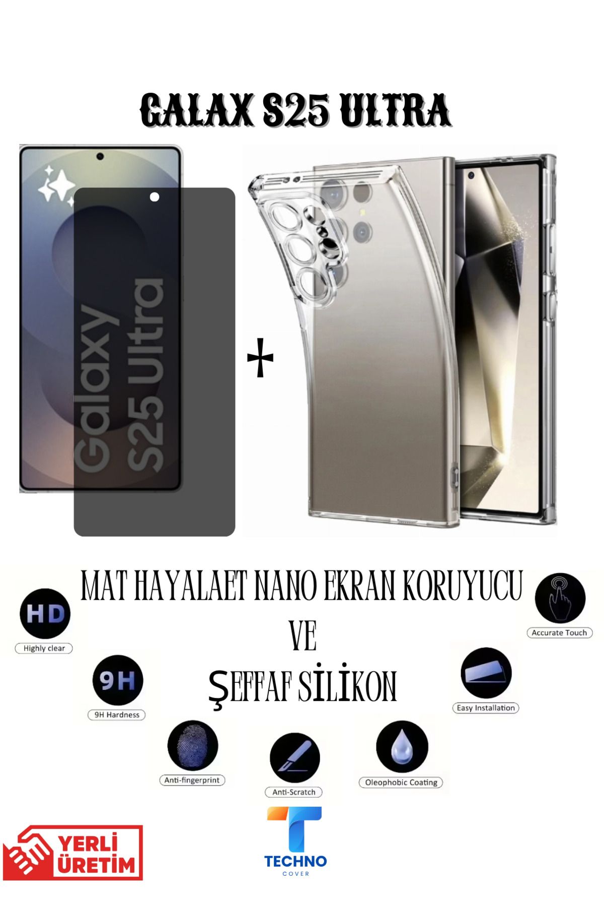 foxpower Samsung S25 Ultra Mat Hayalet Nano Ekran Koruyucu ve Şeffaf Kılıf 2li Avantajlı Paket
