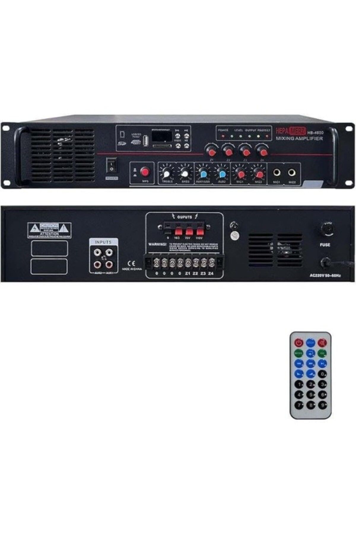 ShopZum Hepa Merz Hb-4600 Mixer Amfi 4 Bölgeli 4 Çıkışlı Anfi Zonlu 4X150W Bluetooth Usb