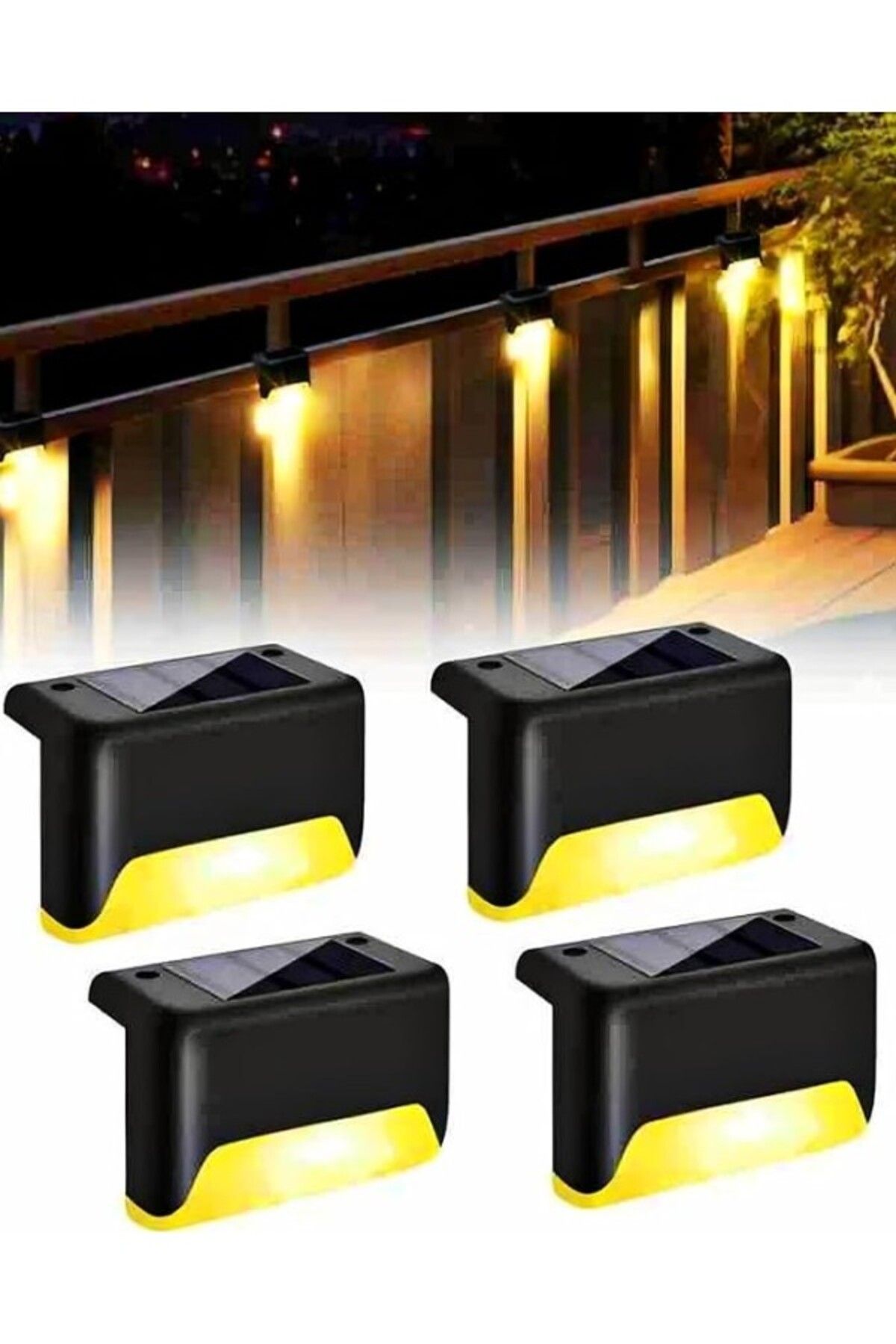ShopZum Kyrotech 4 Adet Led Solar Güneş Enerjili Lamba, Merdiven, Veranda, Bahçe, Balkon Dekorasyon Ve Çit