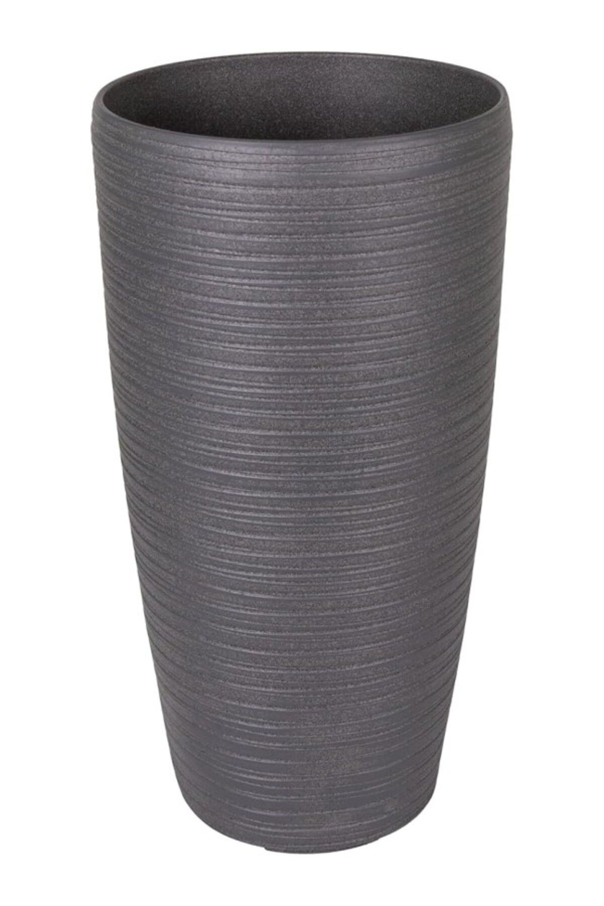 ShopZum Herdekora Konik İç Ve Dış Mekan Saksı Antrasit Gri Küçük Boy 23X23X42 Cm.