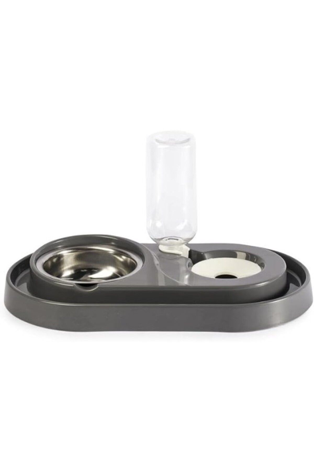 ShopZum Miapet Hazneli Kedi-köpek Mama Ve Su Kabı Seti 500ml Gri