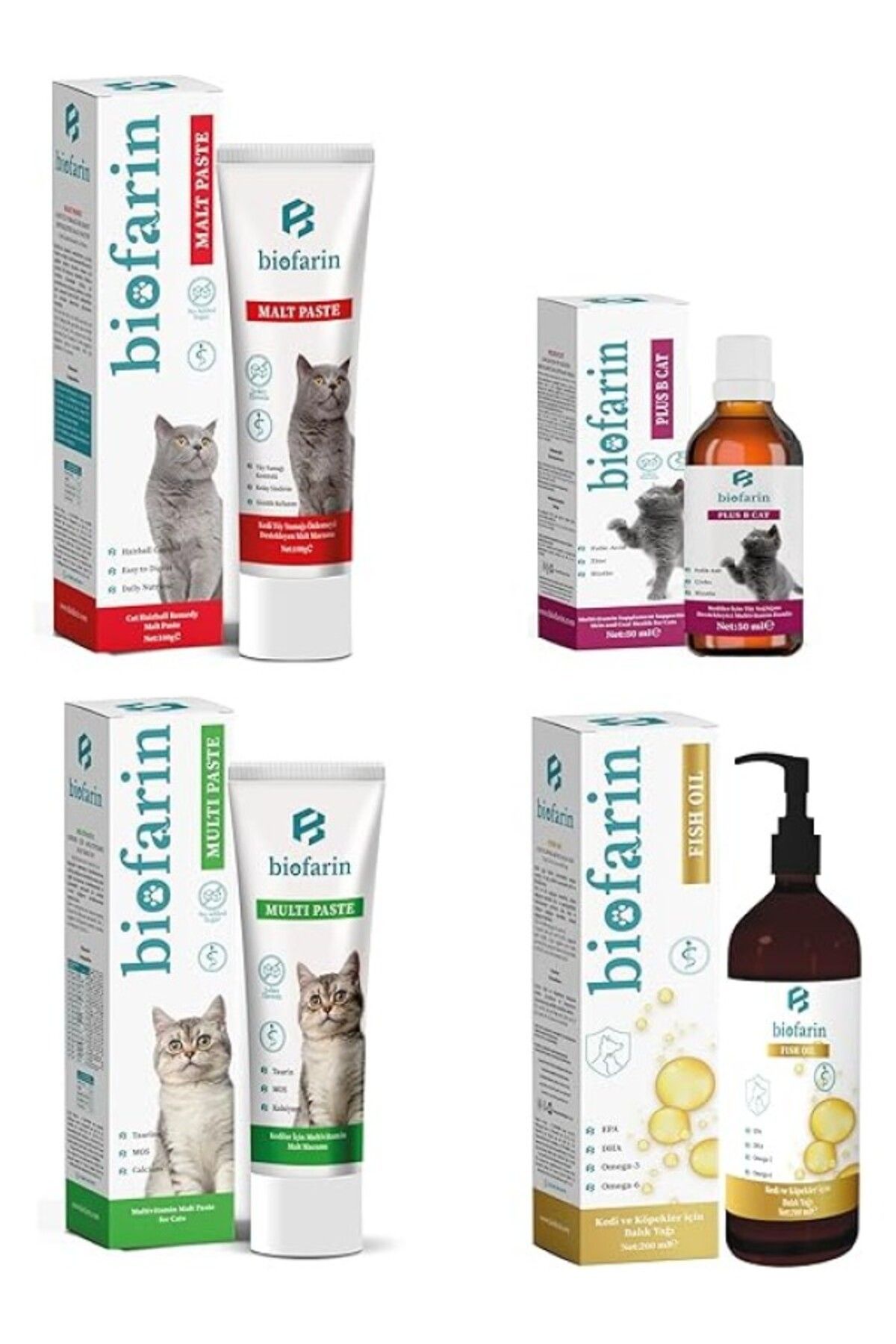 ShopZum Biofarin Kediler İçin Bağışıklık Sistemi Destekleyici Multivitamin Macun 100Gr + Tüy Yumağı Önleyic