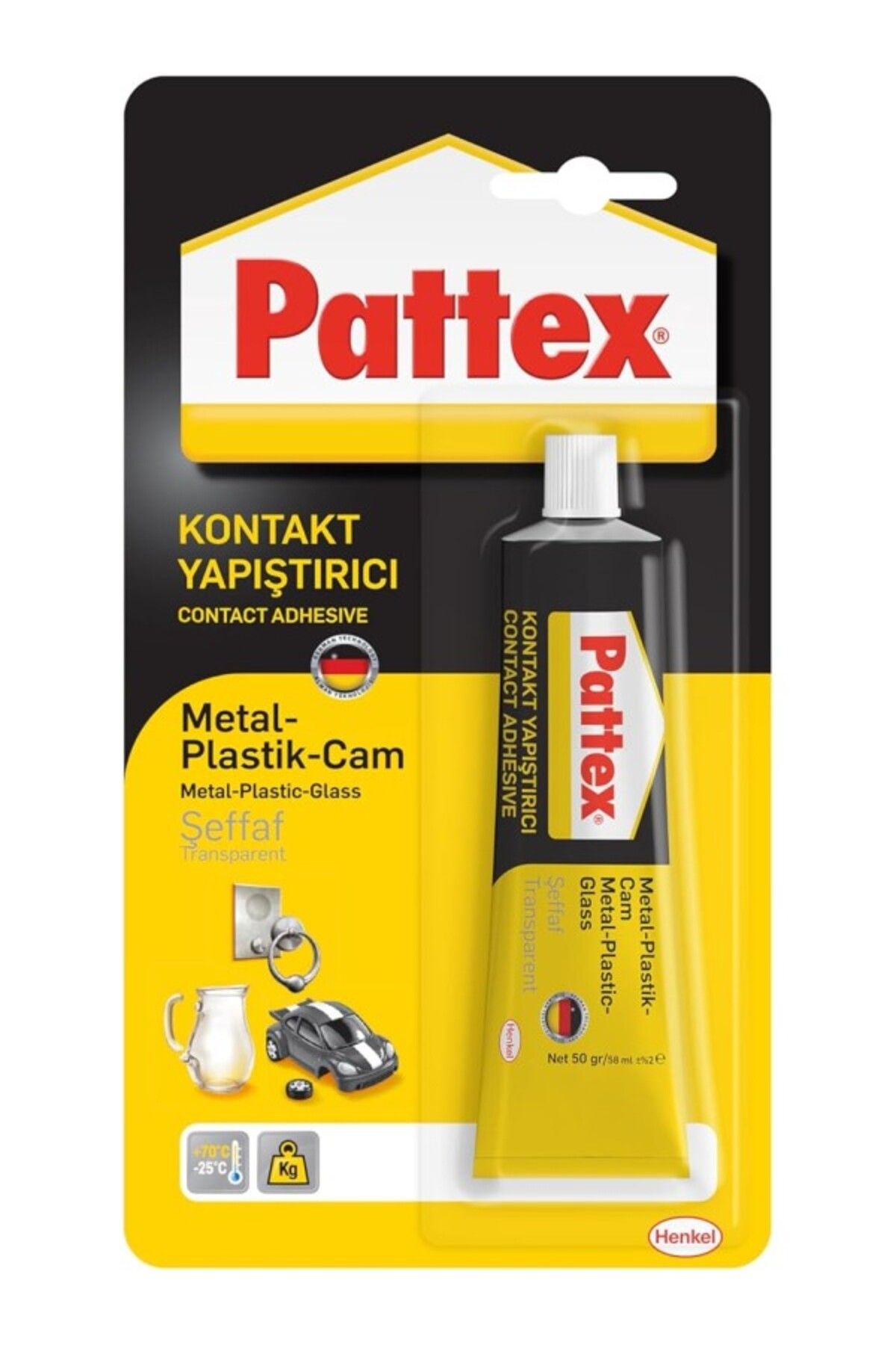 ShopZum Pattex Kontakt Yapıştırıcı Metal-plastik-cam, Dekoratif Işler Için Cam Yapıştırıcı, Yapışkan Artığı