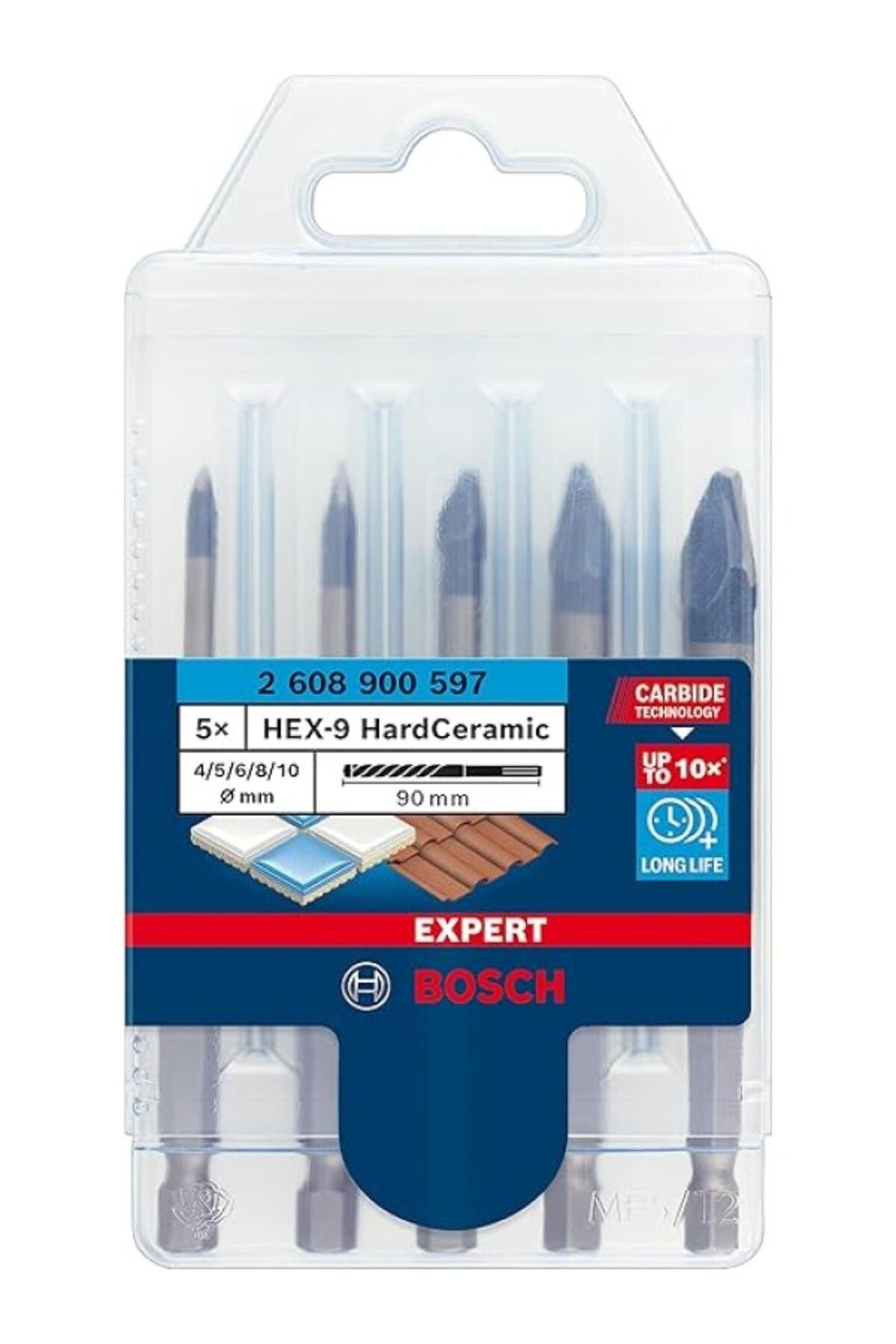 ShopZum Professional 5 Parça Expert Hex-9 Hardceramic Matkap Ucu Seti (sert Fayanslar, Ø 4-10 Mm