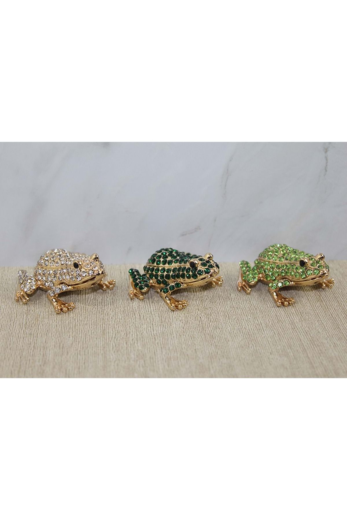 Store Sıvaroskı Taşlı Minik Kurbağa Figür 5 Cm