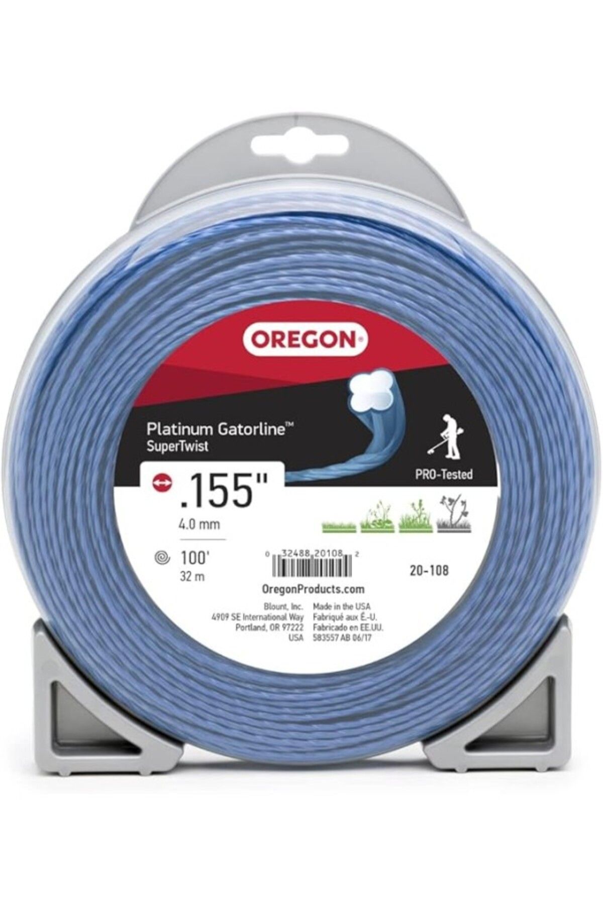 ShopZum Oregon 20-108 Platinum Gatorline Supertwist Düzeltici Hattı .355-ınç 100-ayak, Gri/siyah