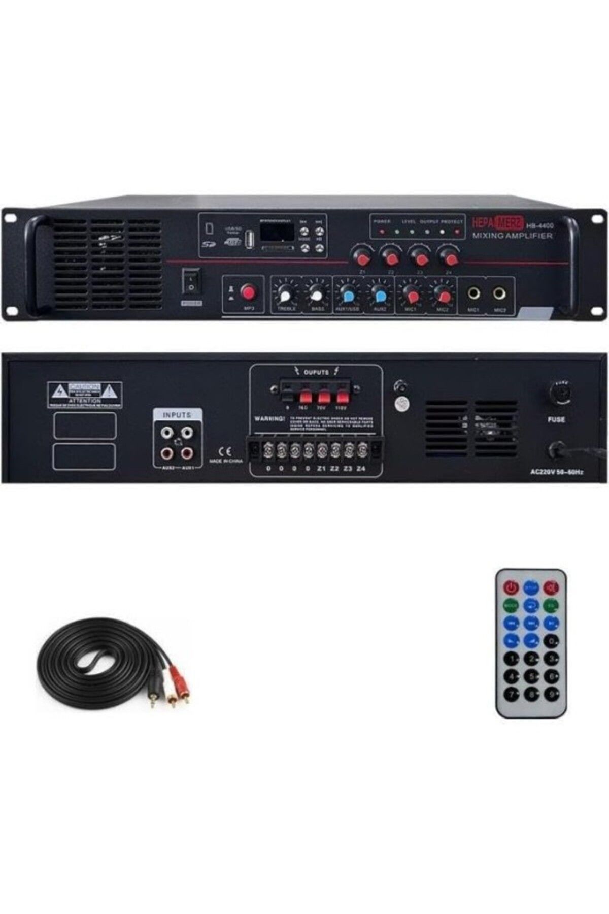ShopZum Hepa Merz Hb-4400 Mixer Amfi 4 Bölgeli 4 Çıkışlı Anfi Zonlu 4X100W Bluetooth Usb