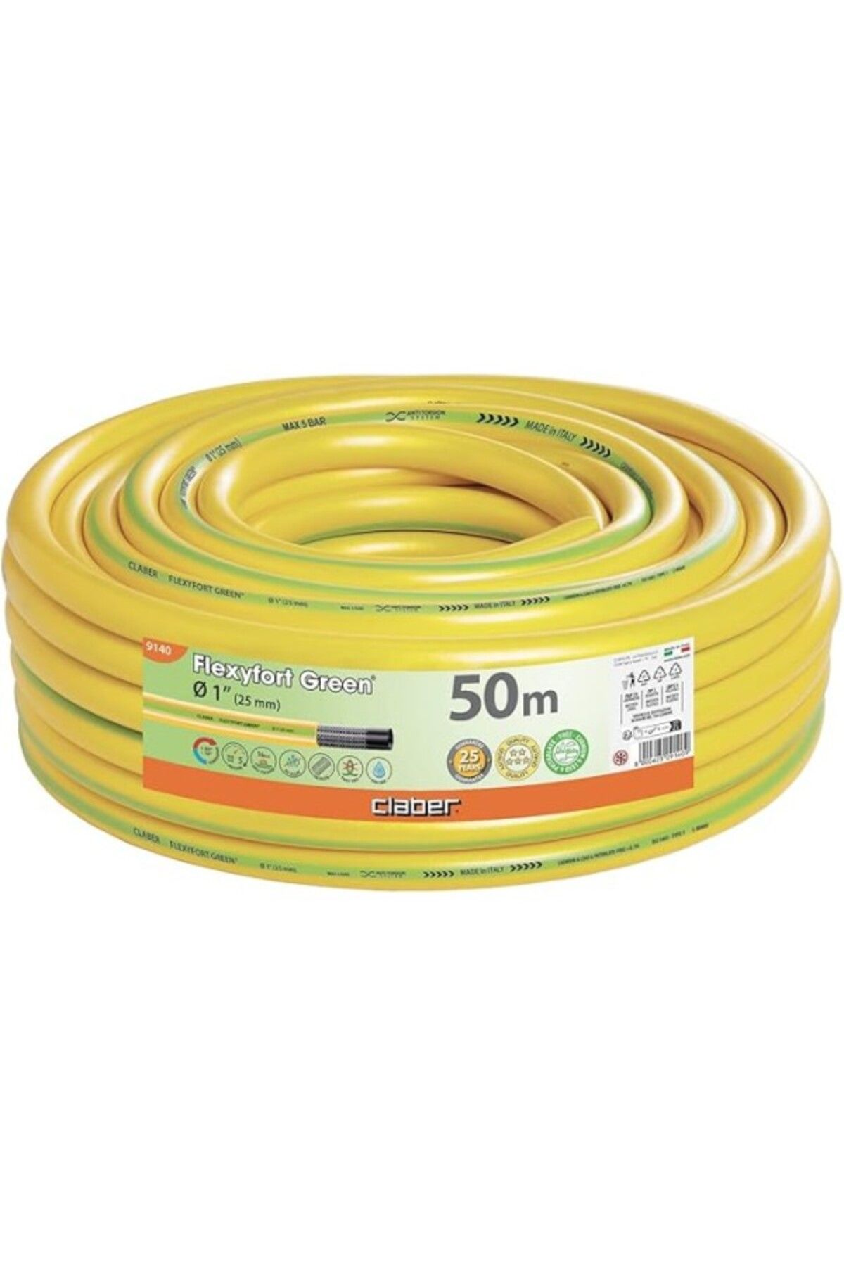 ShopZum Claber 9140 Flexyfort Green Hortum, 1 İnç (25-33 Mm), 50 Metre