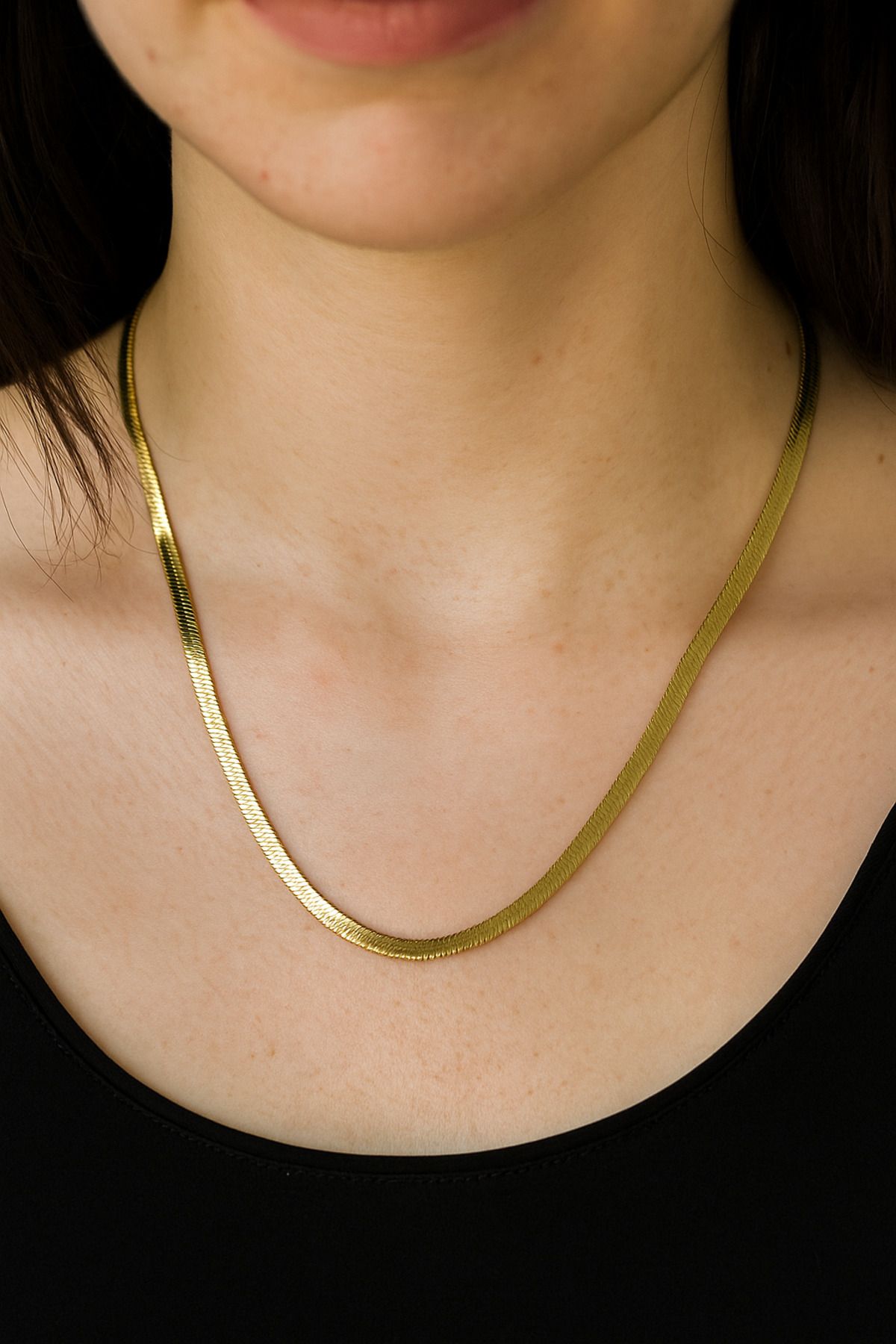 HNG JEWELRY UNISEX GOLD RENK ÇELİK İTALYAN EZMESİ KOLYE