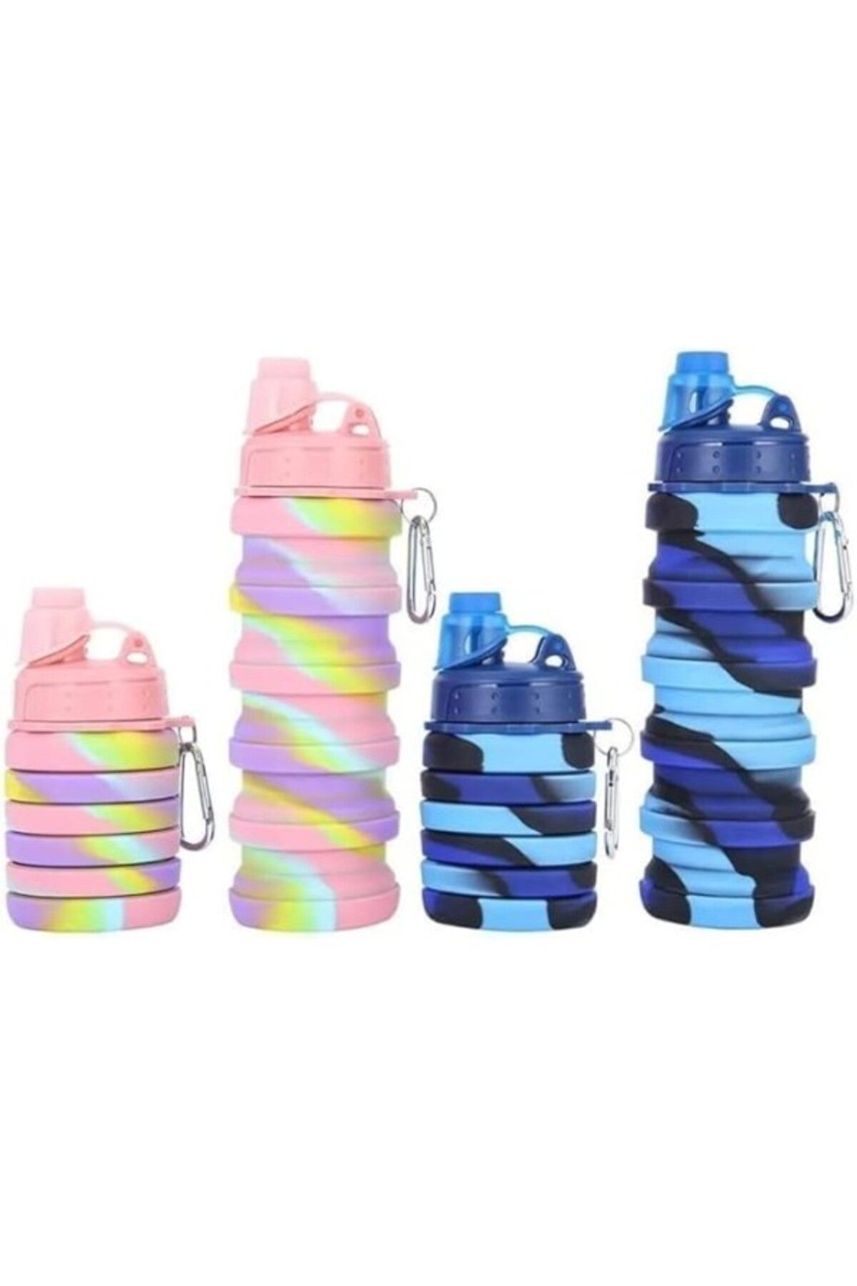 ShopZum Slipt 500 Ml Sızdırmaz Katlanabilir Portatif Silikon Su Matarası Taşınabilir Suluk (Pembe)