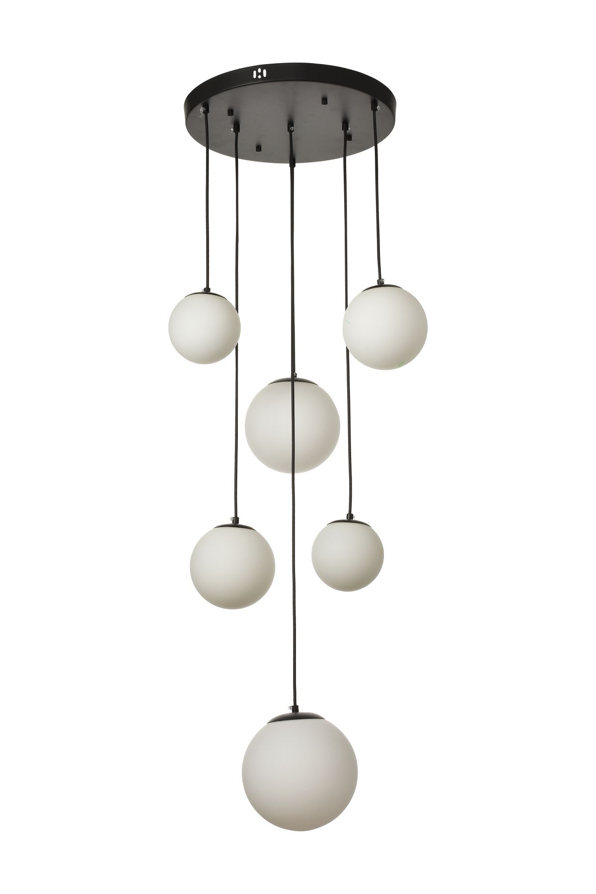 Avizemoda Pigaro 6 lı Beyaz Renk Camlı Salon Oturma Odası Modern Sarkıt Avize - (Siyah Kasa)