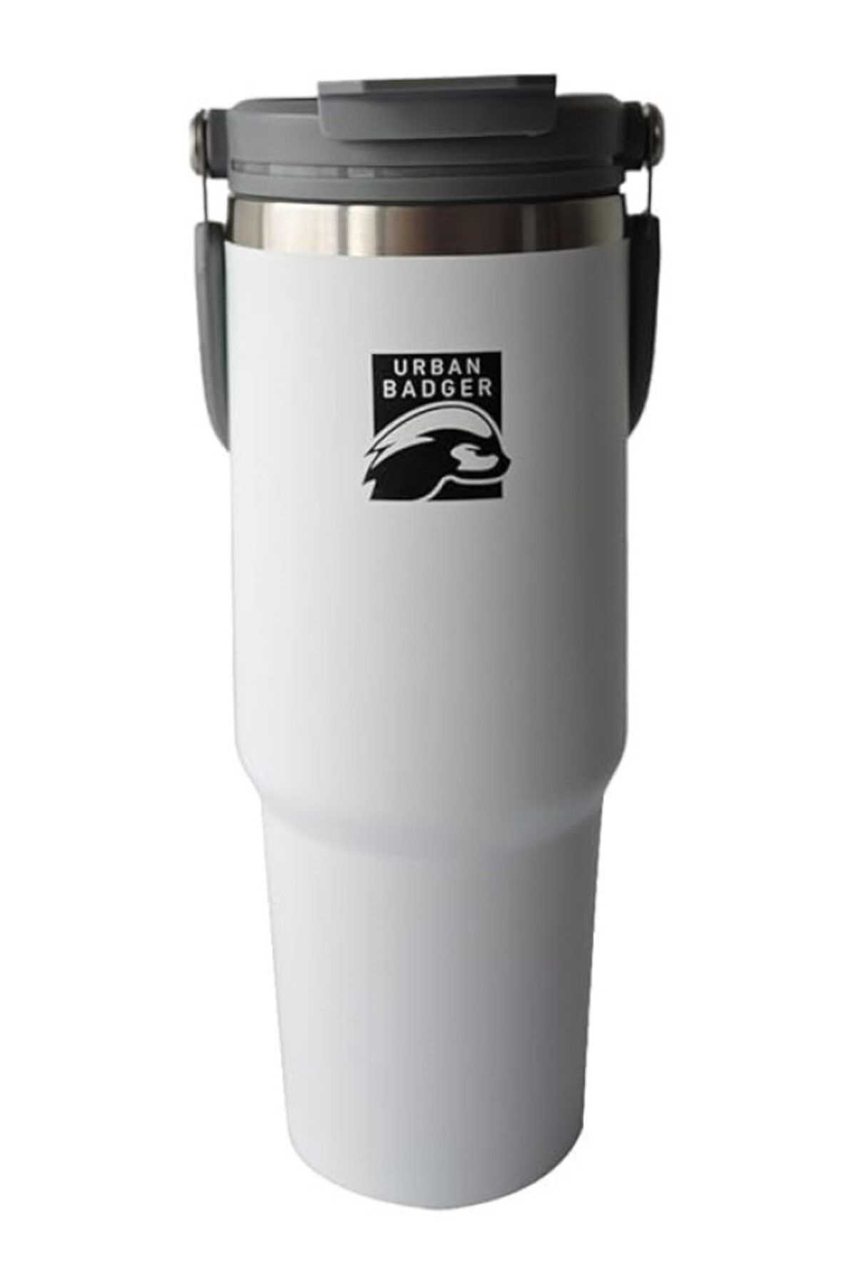 ShopZum Urban Badger Gizli Pipetli Beyaz Çelik Termos 900 Ml, Dayanıklı Kamp Ekipmanları, Kamp Aksesuarları