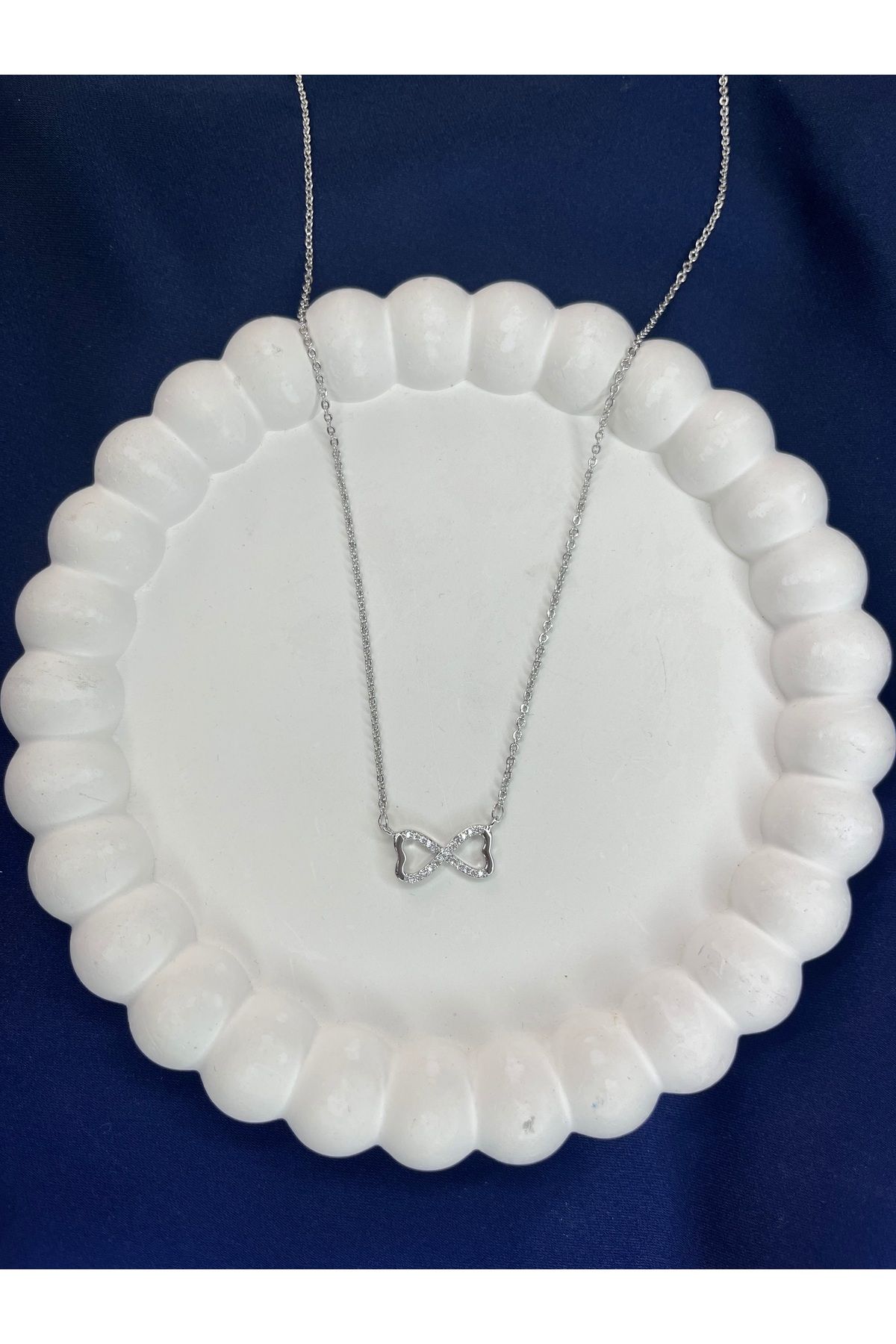 HNG JEWELRY ÇELİK GÜMÜŞ RENK KALBİM SONSUZLUĞA SENİNLE SONSUZLUK KOLYE