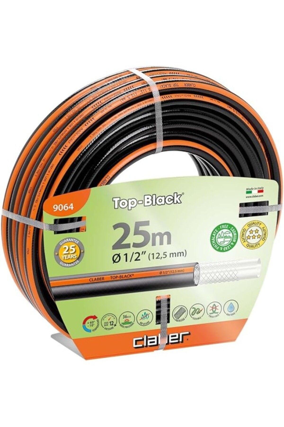 ShopZum Claber 9064 Top Black Sulama Hortumu, 25 M, ½”