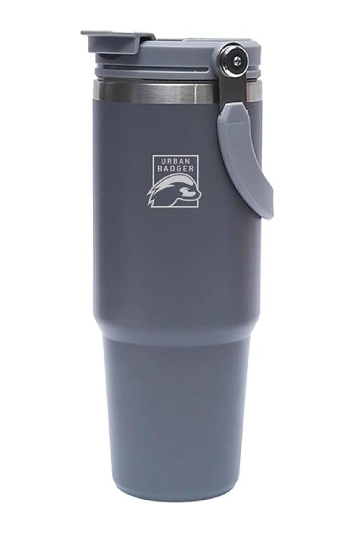 ShopZum Urban Badger Gizli Pipetli Gri Çelik Termos 900 Ml, Dayanıklı Kamp Ekipmanları, Kamp Aksesuarları