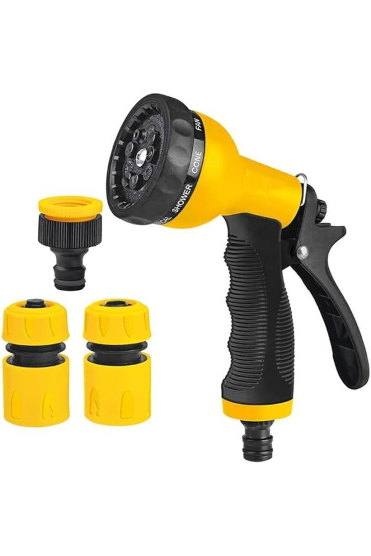 ShopZum Güncelçarşı 9 Fonksiyonlu Nozul Başlıklı Sulama Tabancası 4 Parça Set, Bahçe Sulama, Araç Yıkama