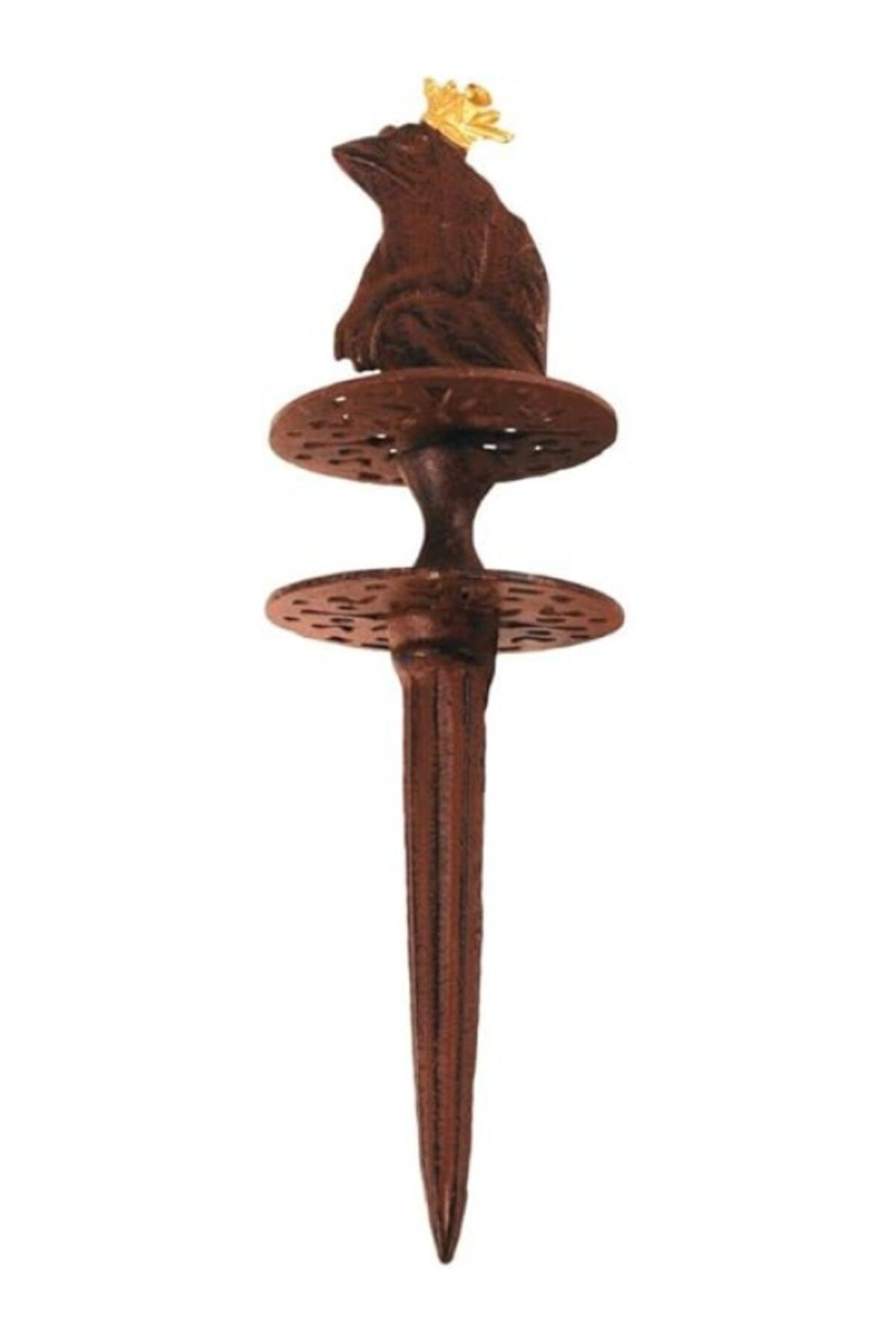 ShopZum Esschert Design Tg34 Kurbağa Prens Bahçe Hortum Kılavuzu, Antik Kahverengi Altın Taçlı