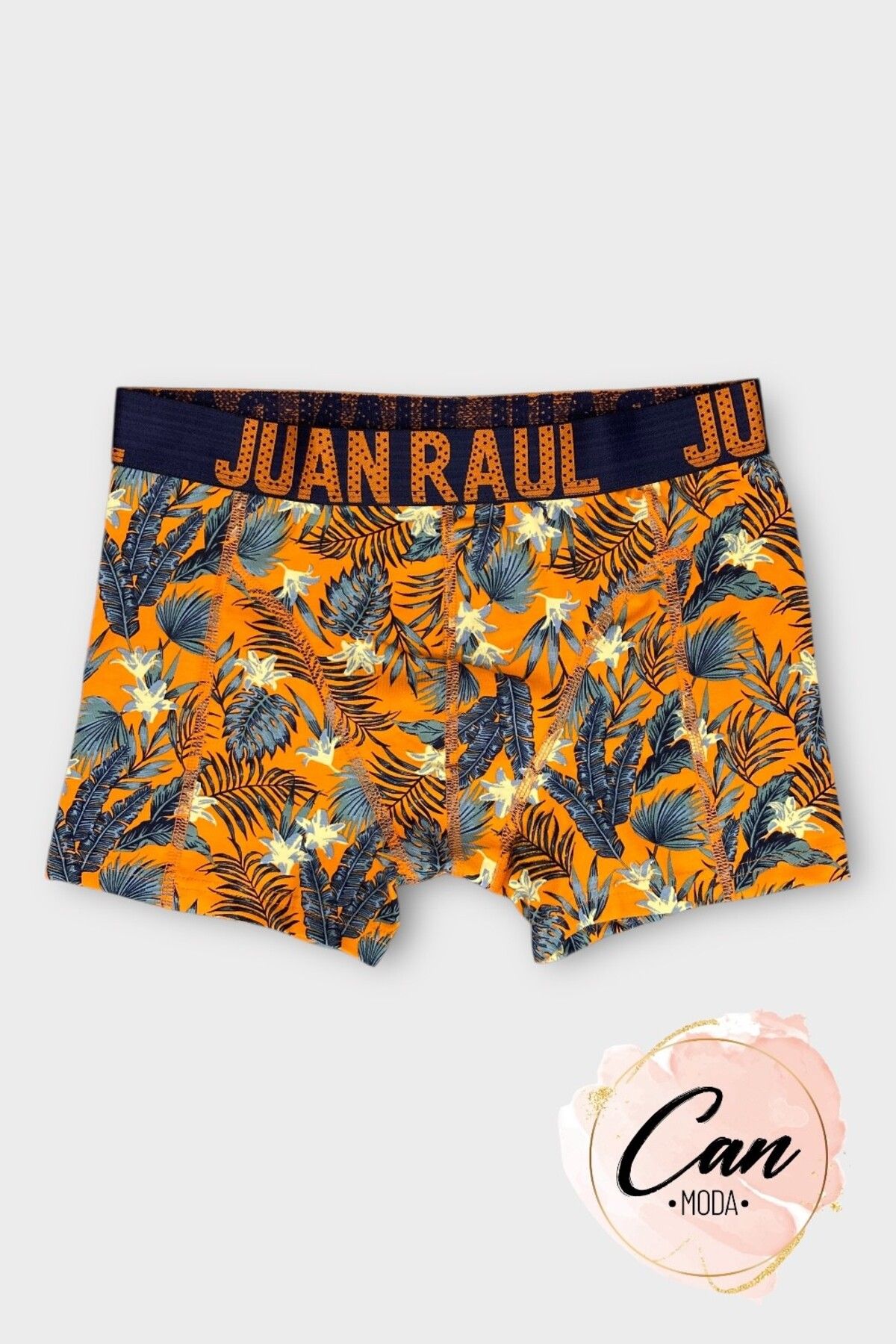 CANMODA Turuncu Tropik Desen – %95 Pamuklu Erkek Boxer - DB244