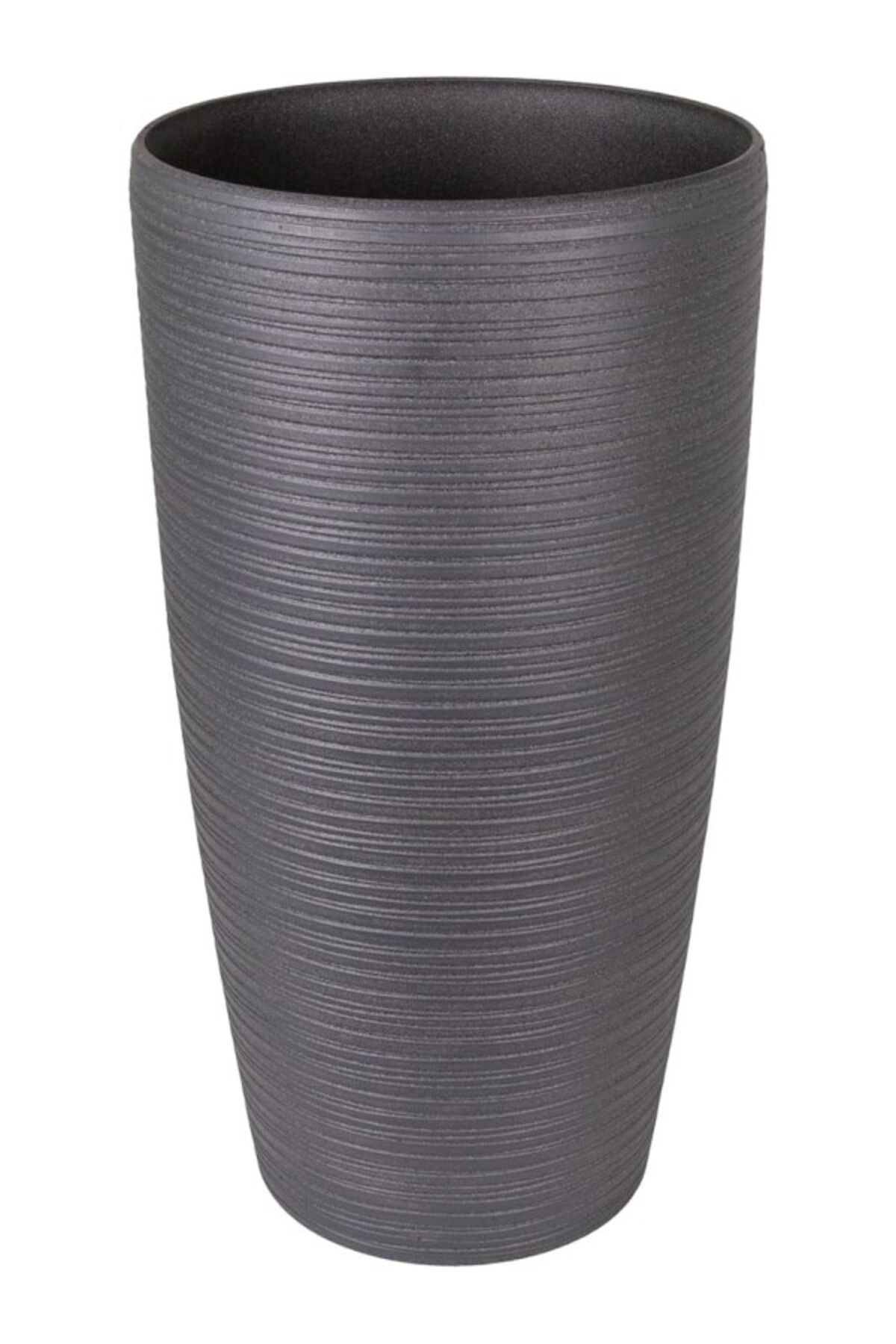 ShopZum Herdekora Konik İç Ve Dış Mekan Saksı Antrasit Gri Orta Boy 32X32X58 Cm.