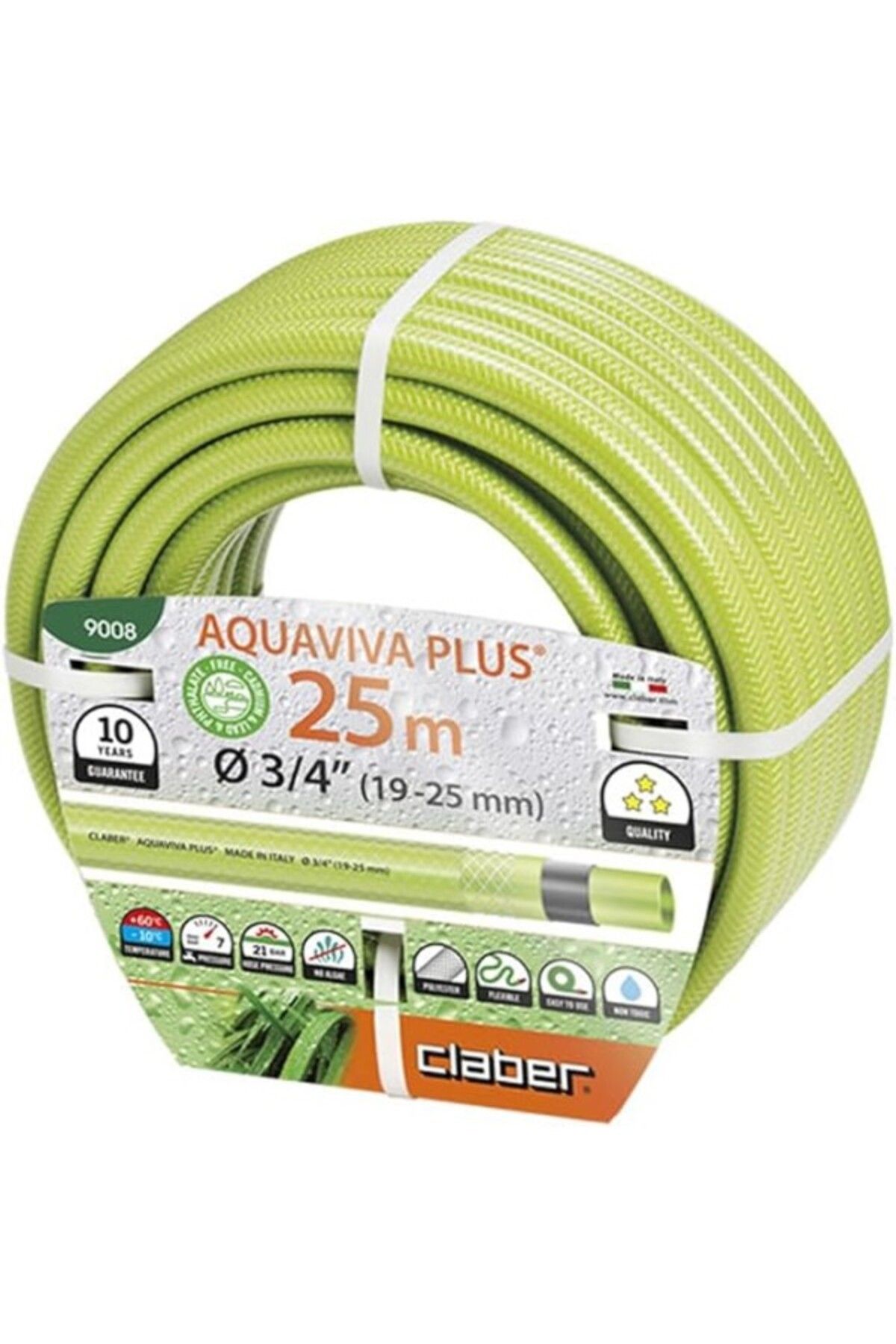 ShopZum Claber 9008 Aquaviva Plus Bahçe Hortumu, (3/4 Inç) 25 Metre