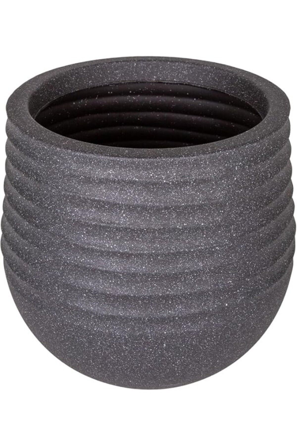 ShopZum Herdekora Oval İç Ve Dış Mekan Saksı Siyah Küçük Boy 30X30X27,5 Cm.