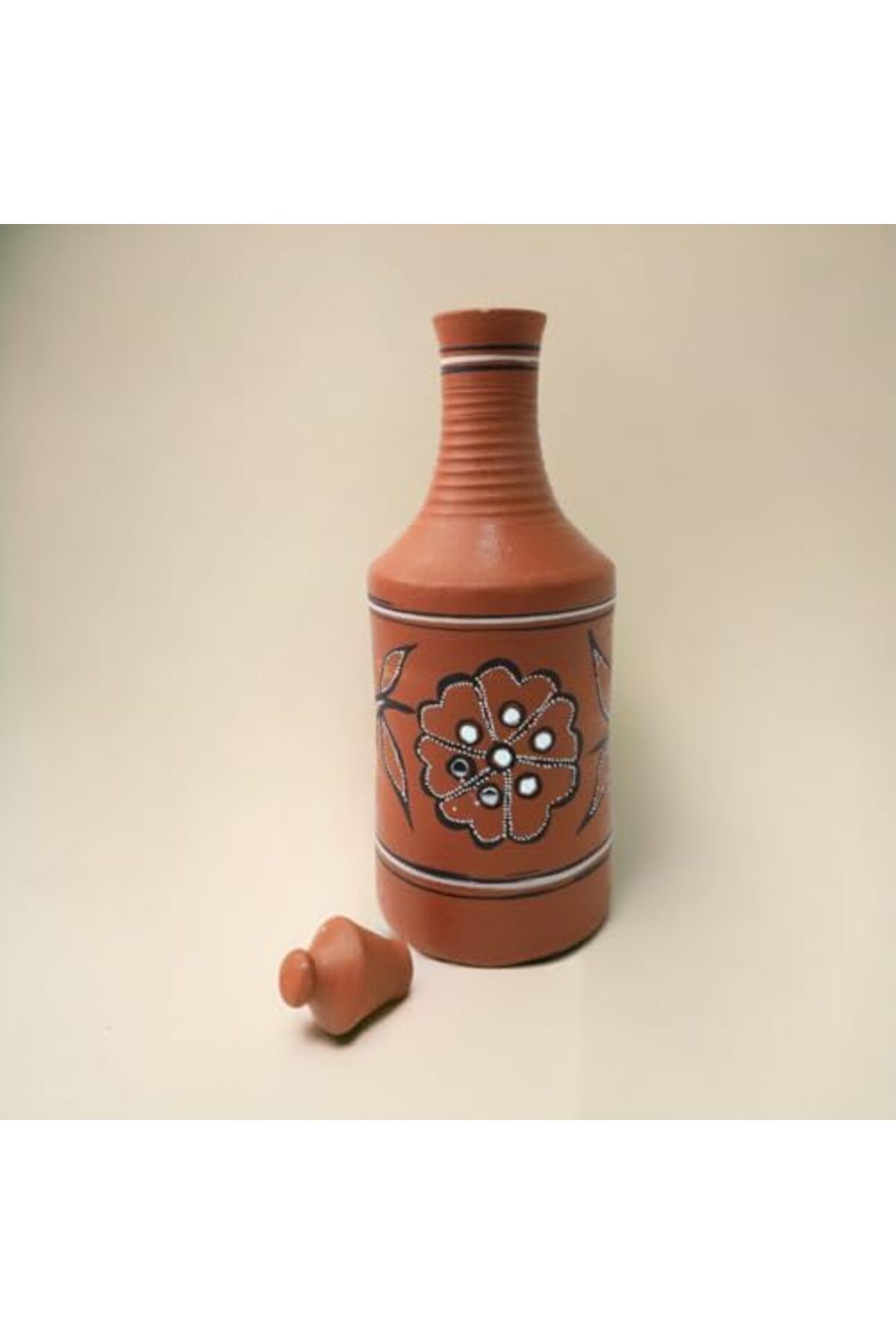 Generic-ARK DhaaroVibes 1L Village Harmony Clay Bottle – Handcrafted Terracotta Water Bottle, Eco-Friendly 6