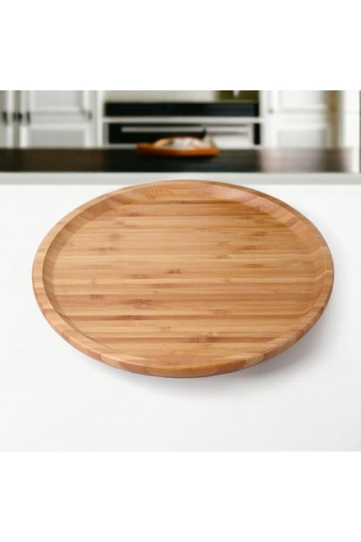 ShopZum Deconox Bambu Lüx Yuvarlak Servis 30 * 30cm, Sunumluk &amp; Çerezlik Sunum Tabağı