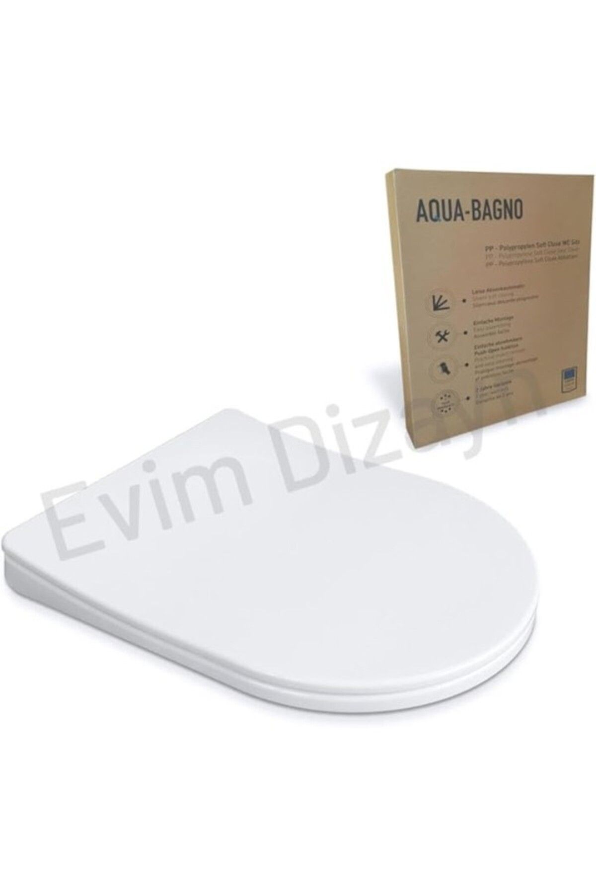 ShopZum Aqua Bagno, Diamond Klozet Kapağı, Beyaz, Yavaş Kapanan, Pp
