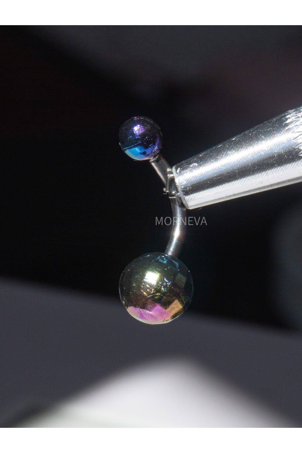 MORNEVA Siyah Disko Topu Göbek Belly Piercingi